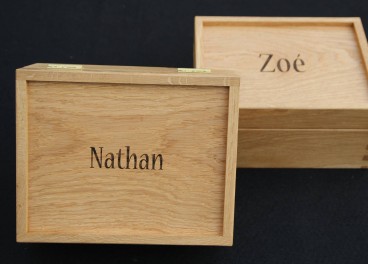personalised oak memory boxes